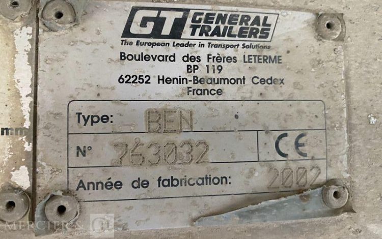 GENERAL TRAILER SEMI REMORQUE BENNE BASCULANTE – 2 ESSIEUX – PTAC 33T  717BAV59