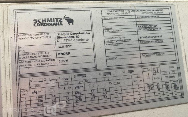 SCHMITZ SEMI REMORQUE PLSC KIT CHARIOT EMBARQUE – PTAC 38T – AN 2021  GC-198-JB