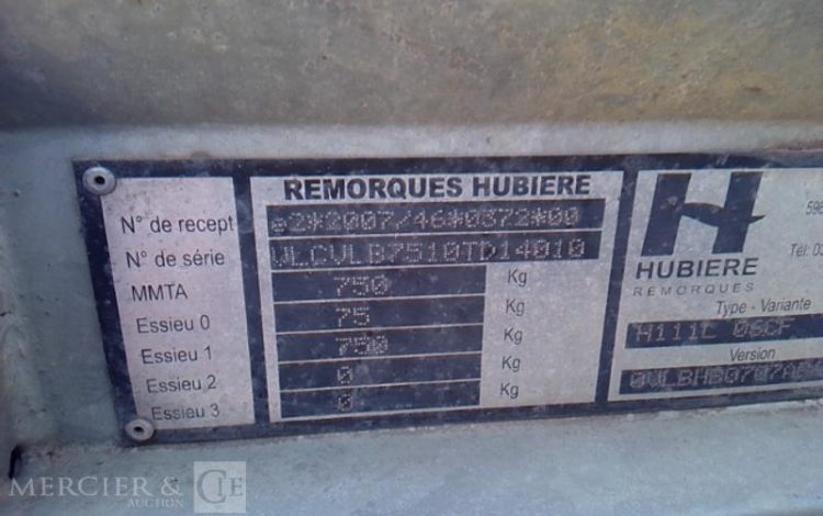 HUBIERE REMORQUE BAGAGERE  DF-459-MX