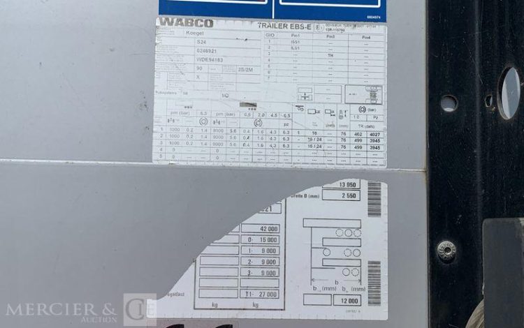 KOGEL SEMI REMORQUE  BACHE 3 ESSIEUX – PTAC 42T – ANNEE 2019  FL-055-RW