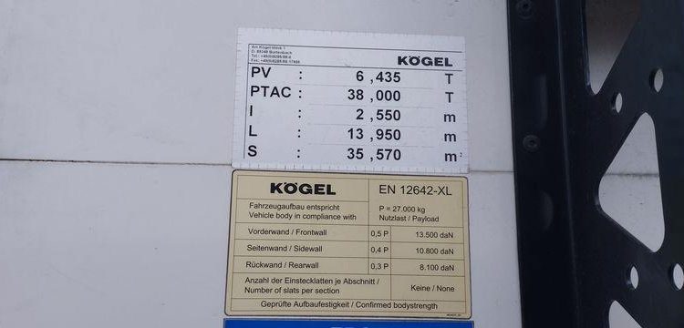 KOGEL SEMI REMORQUE KOGEL TYPE S24 BACHEE – 3 ESSIEUX – PTAC 38T – ANNEE 2021  FW-641-KY