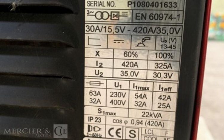 LINCOLN ELECTRIC IDEALARC – CV420 + COOL ARC 25 – LF34  MIG748205