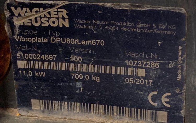 WACKER NEUSON DPU80R LEM 670  PLA010182