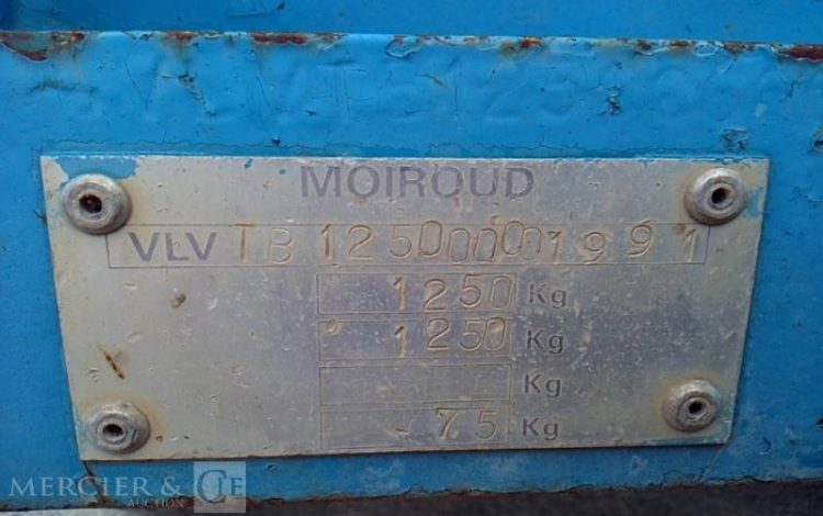 MOIROUD REMORQUE PORTE ROULEAU 1 ESSIEU PTAC 1250KG BLEU 3130WY84