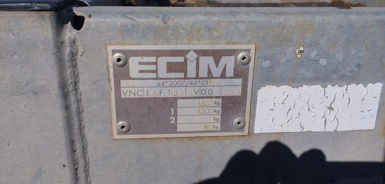 ECIM REMORQUE PORTE ROULOT 1 ESSIEU PTAC1250KG  CW-856-LD