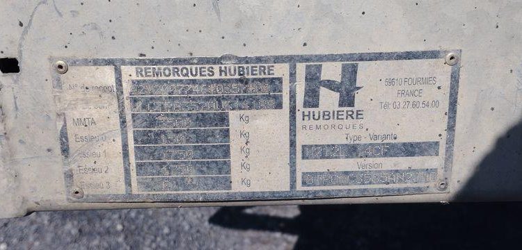 HUBIERE REMORQUE 3T5  DE-210-NY