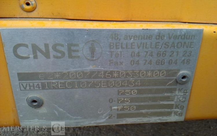 CNSE ROULOTTE DE CHANTIER 1 ESSIEU 750KG  DF-031-NA