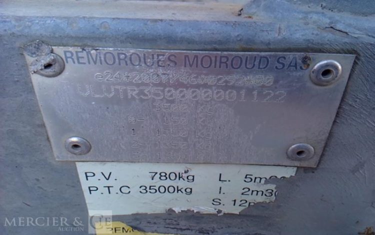 MOIROUD REMORQUE PORTE ENGIN 3 ESSIEUX PTAC 3T5 ALU DP-179-VK