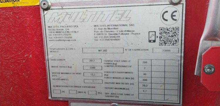 MULTITEL DAILY AVEC NACELLE MILTITEL MT202DS 20M NON ROULANT  EL-037-EQ