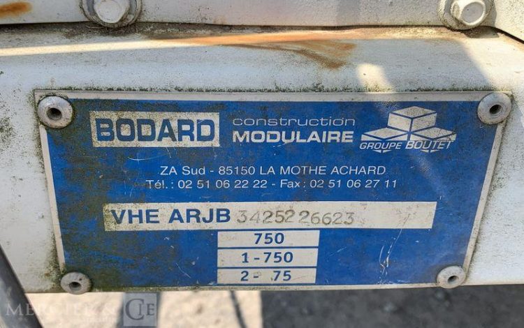 BODARD CABANE  DE CHANTIERBODARD VHE ARJB 3425226623 SUR ESSIEU – NON IMMATRICULEE  FD-431-ZB