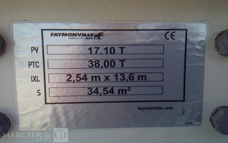 FAYMONVILLE REMORQUE PORTE ENGINS 4 ESSIEUX PTAC 38T BLANC GN-357-WM