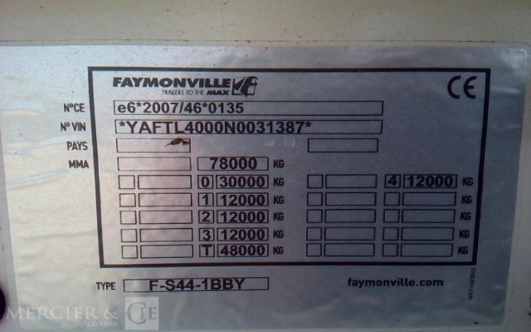 FAYMONVILLE REMORQUE PORTE ENGINS 4 ESSIEUX PTAC 38T BLANC GN-357-WM