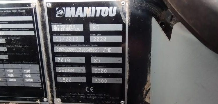 MANITOU CHARIOT TELESCOPIQUE  MLT 733-115 D – DIESEL – CAPACITE 9,5 T – HAUTEUR : 6,9 M  FR-666-YY