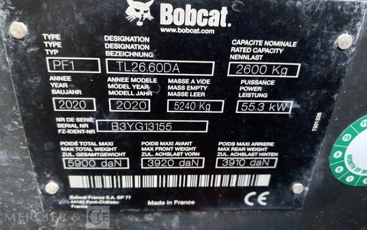 BOBCAT CHARIOT TELESCOPIQUE PF1/TL26,60DA DIESEL 5,8M – CAPACITE 2,6T – 866 HEURES  B3YG13155