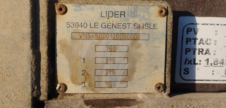 LIDER REMORQUE BENNE 2 ESSIEUX  3289WT62