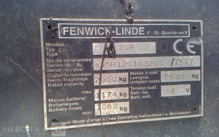 FENWICK CHARIOT MAT FRONTAL  E20P – AN1997 – AVEC BATTERIE ORA GER6