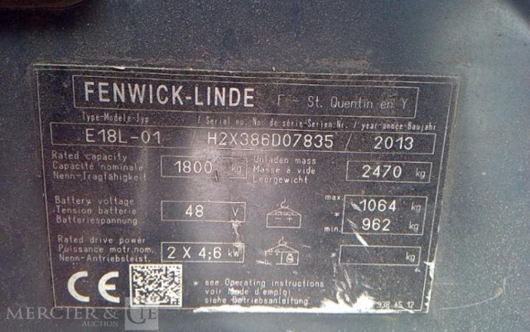 FENWICK GERBEUR E18L AN2013 – SANS BATTERIE ORA GER704