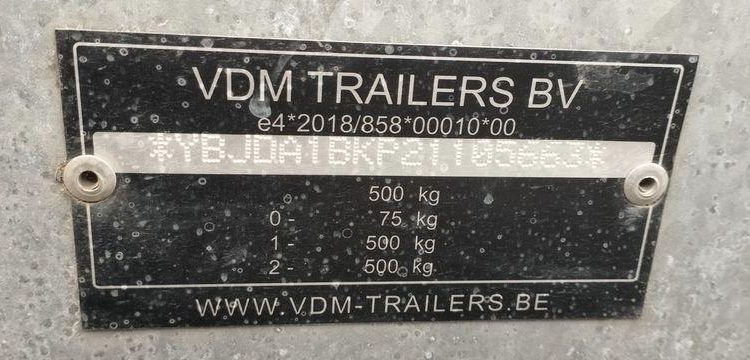 VDM TRAILERS REMORQUE  PLATEAU RIDELLES – PTAC :499 KGS-  2 ESSIEUX – NON IMMATRICULEE  VDM2